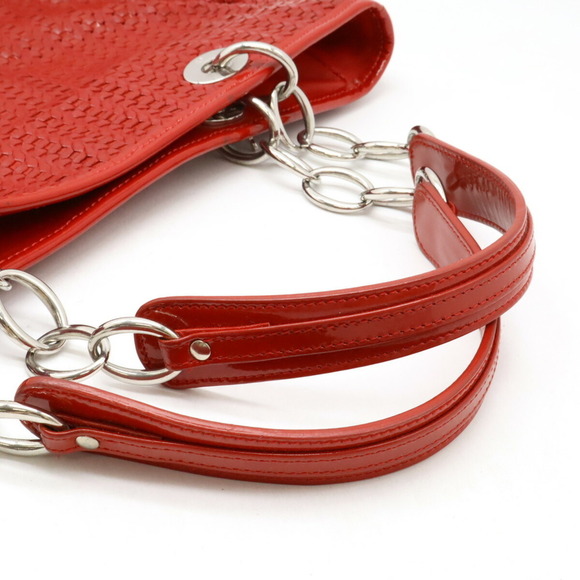 CHRISTIAN DIOR Red Leather Intrecciato Shoulder Bag - Picture 5 of 9